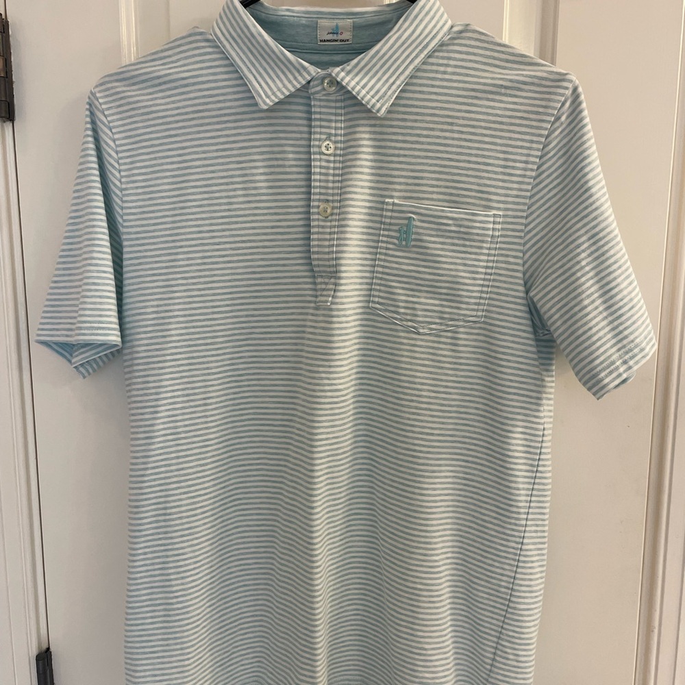 Boy’s Johnnie O Light Blue Striped Polo Shirt